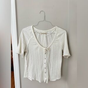 We The Free Cream Button-Front Blouse